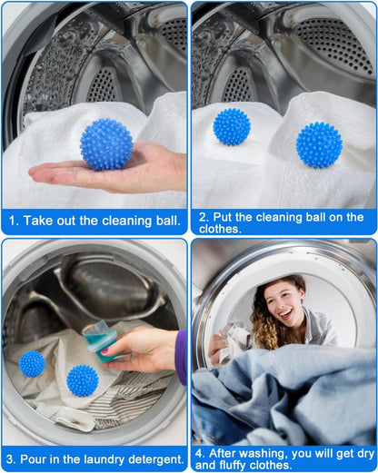 Dryer Balls - Set of 6 - Reusable - Clothes Dryer Balls - Dryer Balls - Laundry Balls - Dryerballs - Sustainable Laundry Drying - Energy Saving - Faster Drying - Anti-Crease - Laundry - Washing Machine - Blue - Image 3