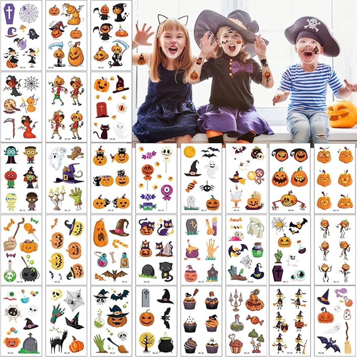 30 Sheets of Kids Halloween Tattoo Stickers - Halloween Decorations - Temporary Tattoo Stickers for Boys and Girls - Suitable for Halloween Candy - Party Bag Fillers - Halloween Stickers - Image 3