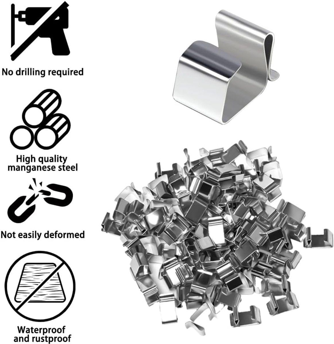 Cable Clips - 100 Pieces - Cable Holder - Halloween - Christmas - Nail Clip - Cable Tie - Clips - Cable Channel - Ties - Cable Lock - Cable Channels - Roof Hooks - Cable Clamp - Strong Clamping Force - 24 x 15 mm - Very Suitable for Party / Halloween / Ch - Image 4