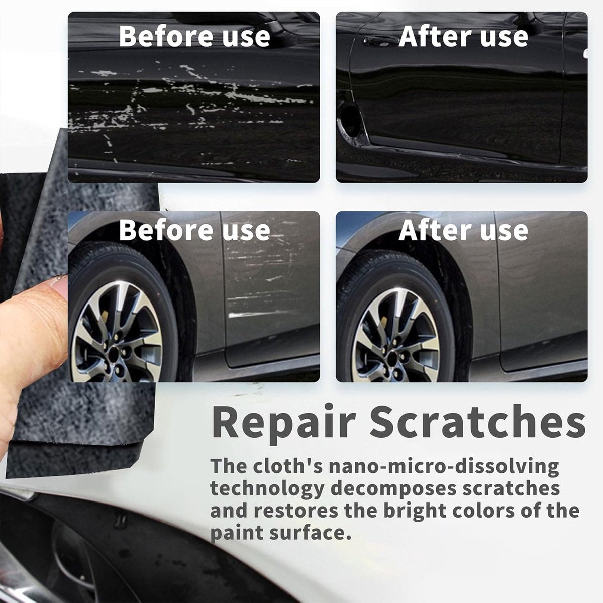 6 Pieces - Car Paint Scratch Remover Scratch Repair Cloth - Microfiber Cloths Professional - Nano Sparkle Cloth - Nano Scratch Cloth Clean Tool Repair Polishing Cloth - Car Scratch Repair Cloth Nano Magic Cloth - For cars - Image 4