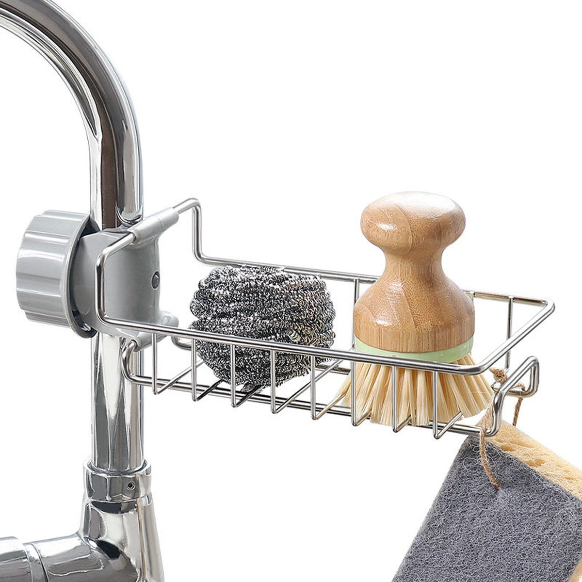 Sink Organizer - Countertop Organizer - Dishcloth Holder - Countertop Organizer - Kitchen Organizers - Storage and Organization - Dish Brush and Sponge Holder for Sink - Kitchen Faucet - Soap Holder - Drying Rack - Bathroom - Countertop Storage Rack - Sta - Image 2
