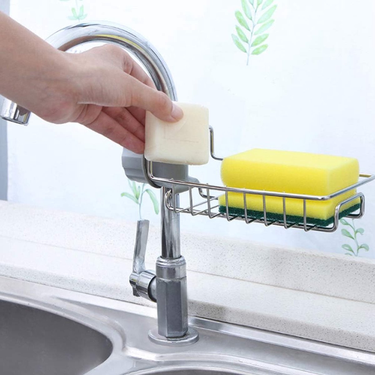 Sink Organizer - Countertop Organizer - Dishcloth Holder - Countertop Organizer - Kitchen Organizers - Storage and Organization - Dish Brush and Sponge Holder for Sink - Kitchen Faucet - Soap Holder - Drying Rack - Bathroom - Countertop Storage Rack - Sta - Image 3