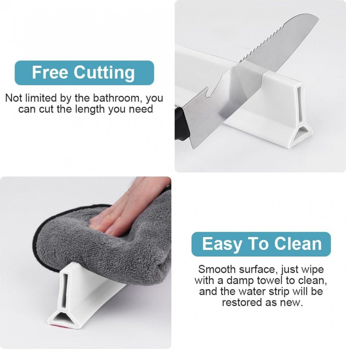 Shower Water Stopper - Self-Adhesive Shower Water Barrier - Shower Threshold - Water Threshold - 2 Meters - With Adhesive - Silicone - Sanitary Water Stopper - Anti-Water Strip - Water-Repellent Strips - Sealant Edge - Bathroom Water Threshold - Leak-Proo - Image 2