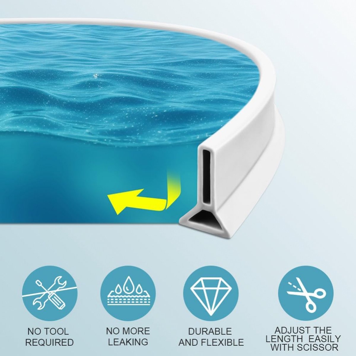 Shower Water Stopper - Self-Adhesive Shower Water Barrier - Shower Threshold - Water Threshold - 2 Meters - With Adhesive - Silicone - Sanitary Water Stopper - Anti-Water Strip - Water-Repellent Strips - Sealant Edge - Bathroom Water Threshold - Leak-Proo - Image 3