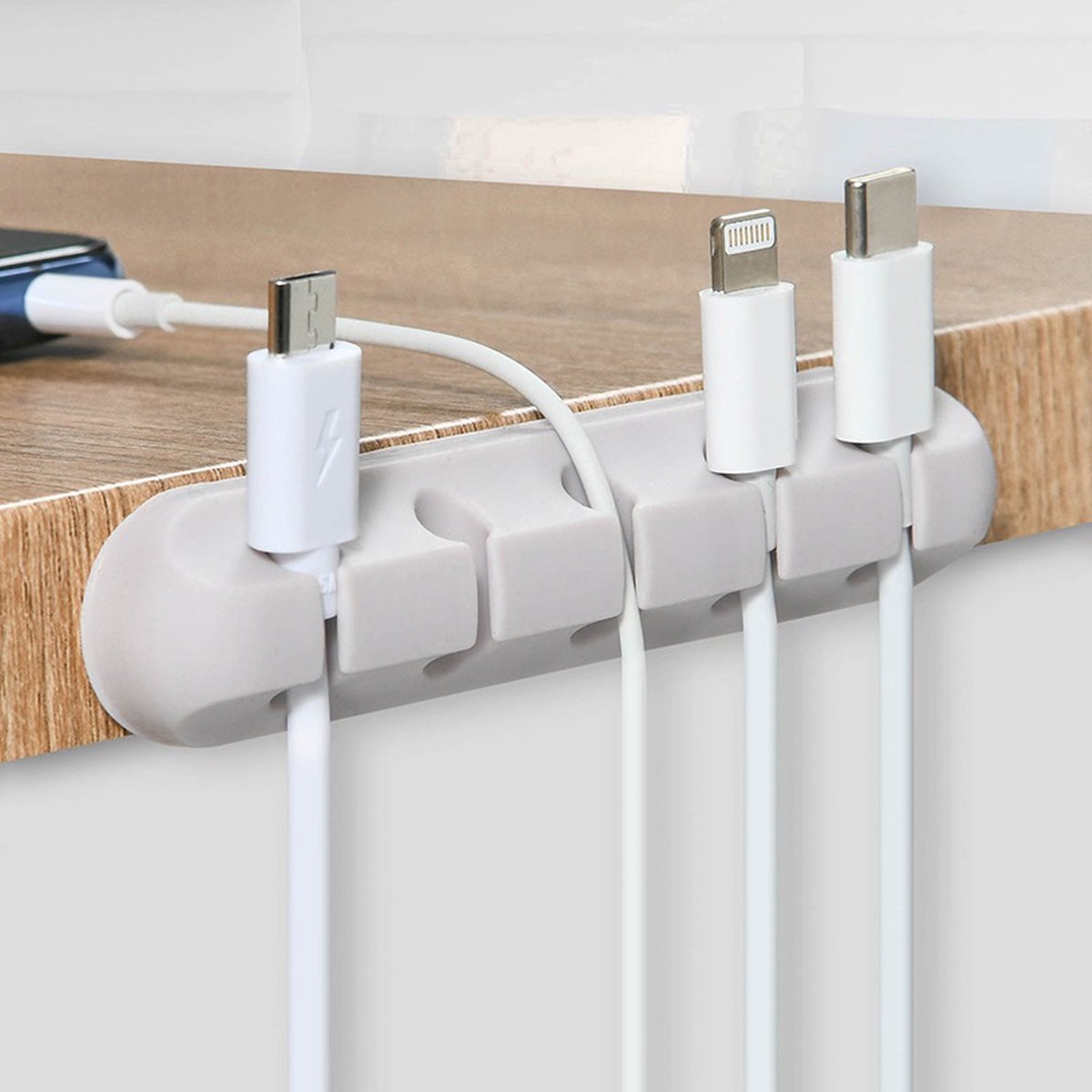 Cable Organizer - Cable Clips for 3/5/7" Cables - Self-Adhesive Cable Clips - Cable Clamp - Cable Holder - Cable Tray - Cable Management - Cable Organizer - Desk Organizer - for USB Charging Cable, Power Cord, Mouse Cable - White - 3 Pieces - Image 2
