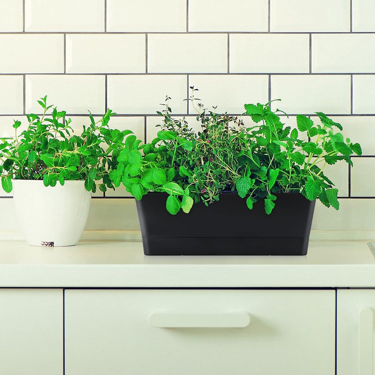 Flower pots - Balcony plant pot/flower pot - Railing/fence - Garden - rectangle - flower boxes - 3 pieces rectangular plant pots of 30 cm - rectangular plastic planters - balcony planters for planting succulents - Image 3