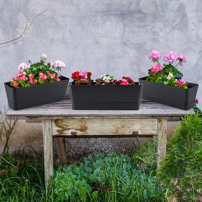 Flower pots - Balcony plant pot/flower pot - Railing/fence - Garden - rectangle - flower boxes - 3 pieces rectangular plant pots of 30 cm - rectangular plastic planters - balcony planters for planting succulents - Image 4