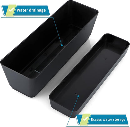 Flower pots - Balcony plant pot/flower pot - Railing/fence - Garden - rectangle - flower boxes - 3 pieces rectangular plant pots of 30 cm - rectangular plastic planters - balcony planters for planting succulents - Image 5