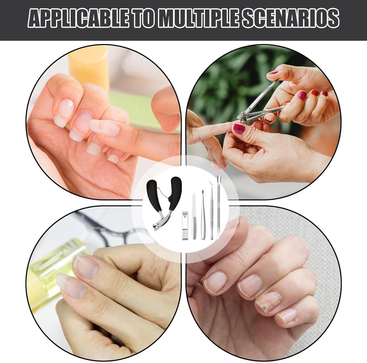 Nail Clipper Set with Nail File - Professional Nail Clipper - Nail Clipper - Toenails and Fingernails - Toenail Clipper - Nail Set for Fungal Nails - Ergonomic Design - For Thick Nails - 6 Pieces - Image 4