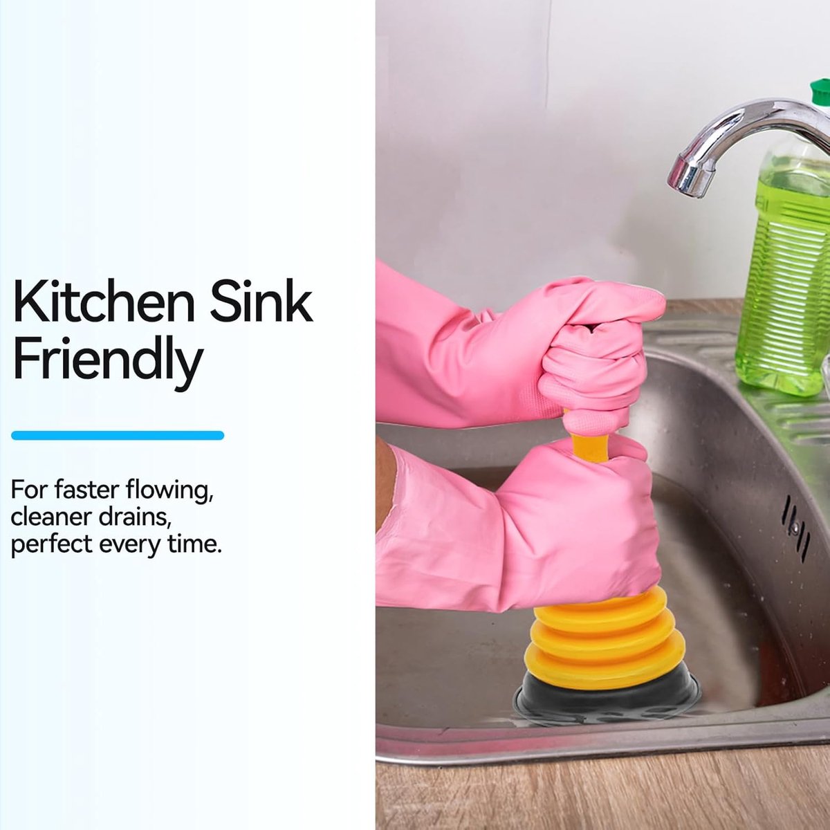 Drain Cleaner - Professional Multifunctional Sink Unclogger - Very Effective Toilet Unclogger - High Quality Drain Unclogger - Toilet Unclogger - Plunger - Unclogging Snake - Eco-Friendly - For Toilet, Sink, Shower, Kitchen - Image 2