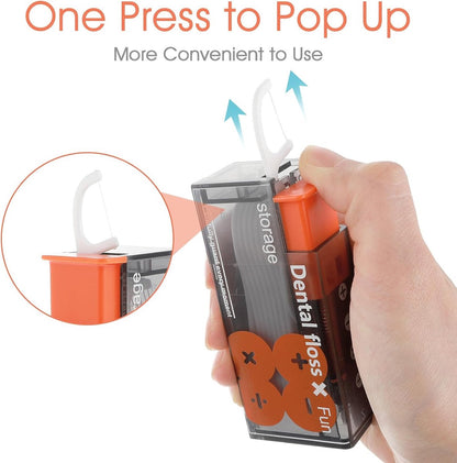 Dental Floss Dispenser Incl. 10x Dental Floss - Portable Floss Dispenser - Black/Orange - 1 Piece - Image 3