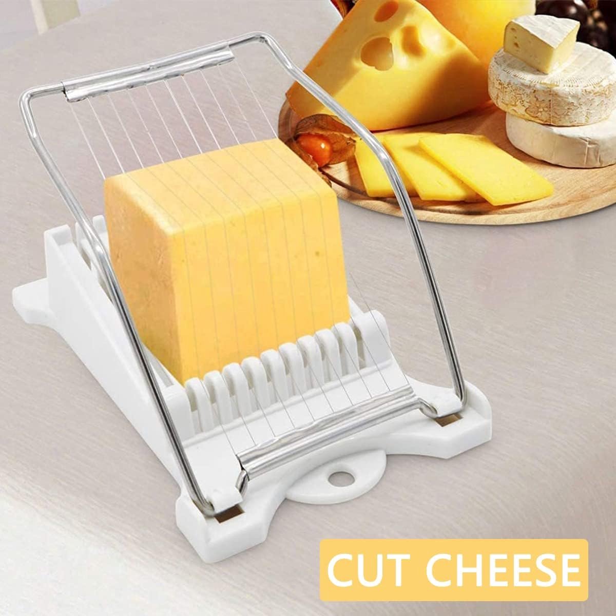 Cheese Slicer - Multipurpose Slicer Dicer - Vegetable Cutter - Multifunctional Chaf - Stainless Steel - Kitchen Utensils - Kitchen Accessories - Cheese Slicer for Young Cheese - For Cheese/Ham/Root Vegetables/Hot Dogs - White - Image 3