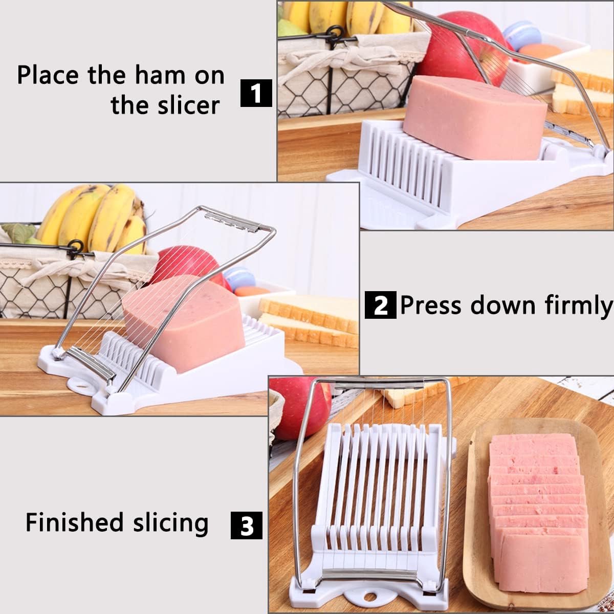 Cheese Slicer - Multipurpose Slicer Dicer - Vegetable Cutter - Multifunctional Chaf - Stainless Steel - Kitchen Utensils - Kitchen Accessories - Cheese Slicer for Young Cheese - For Cheese/Ham/Root Vegetables/Hot Dogs - White - Image 4