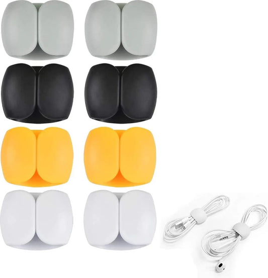 Cable Clips - 8 Pieces - Cable Organizer - Desk Organizer - Clamp - Clamps - Clip - Home & Office - Office Supplies - Universal - Silicone - Cable Holder for Car, Desk or Office - 4 Colors