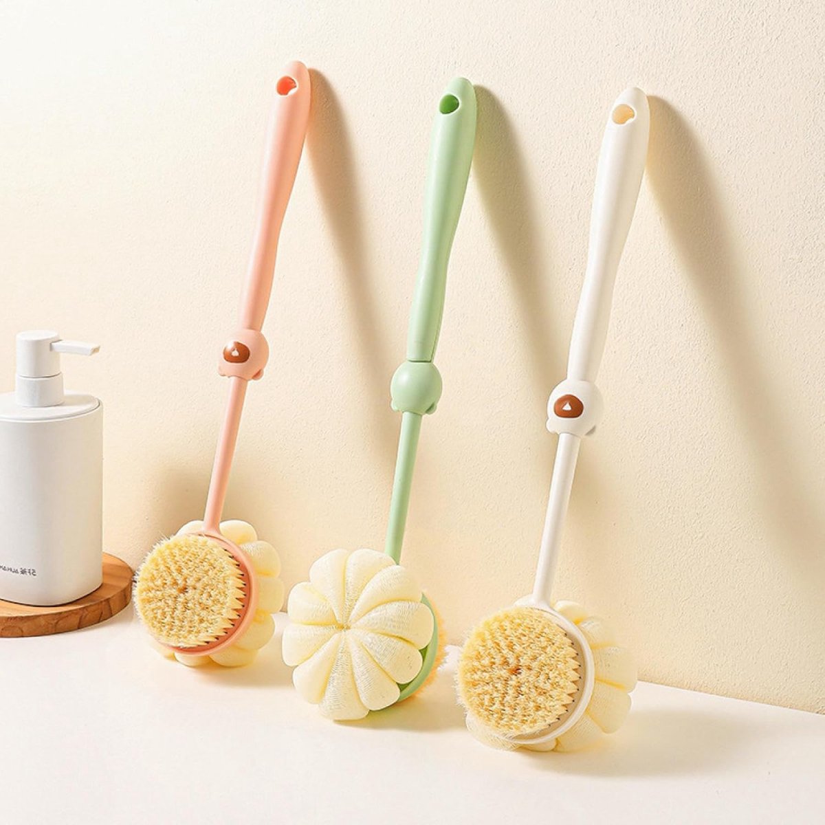 Bath Brush - 3 Pieces - Back Brush Shower with Long Handle - Body Brush - Double-Sided - Massage - Rich Lather - Back Scrubber - Shower Brush - Back Brush - Skin Brush - Exfoliating Back Brush - Bath & Shower Accessories - Deep Cleansing - Image 3