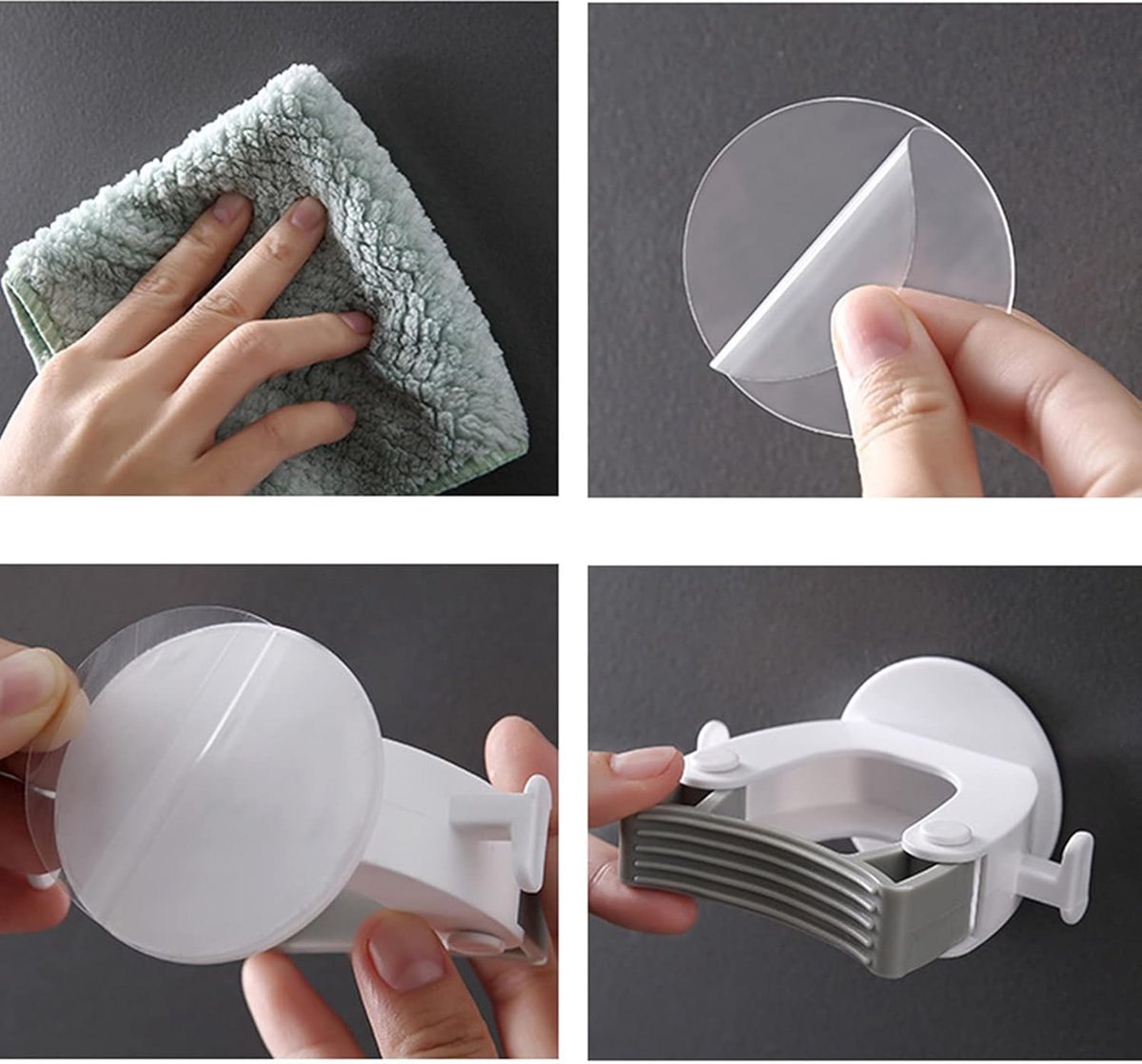 Broom Holder - 4 pieces - Self-adhesive - Broom Holder - ABS - Broom Hanging System - Broom Holder - Garden Tools - Tool Holder - White - Strong adhesion - No Drilling Required - Image 3