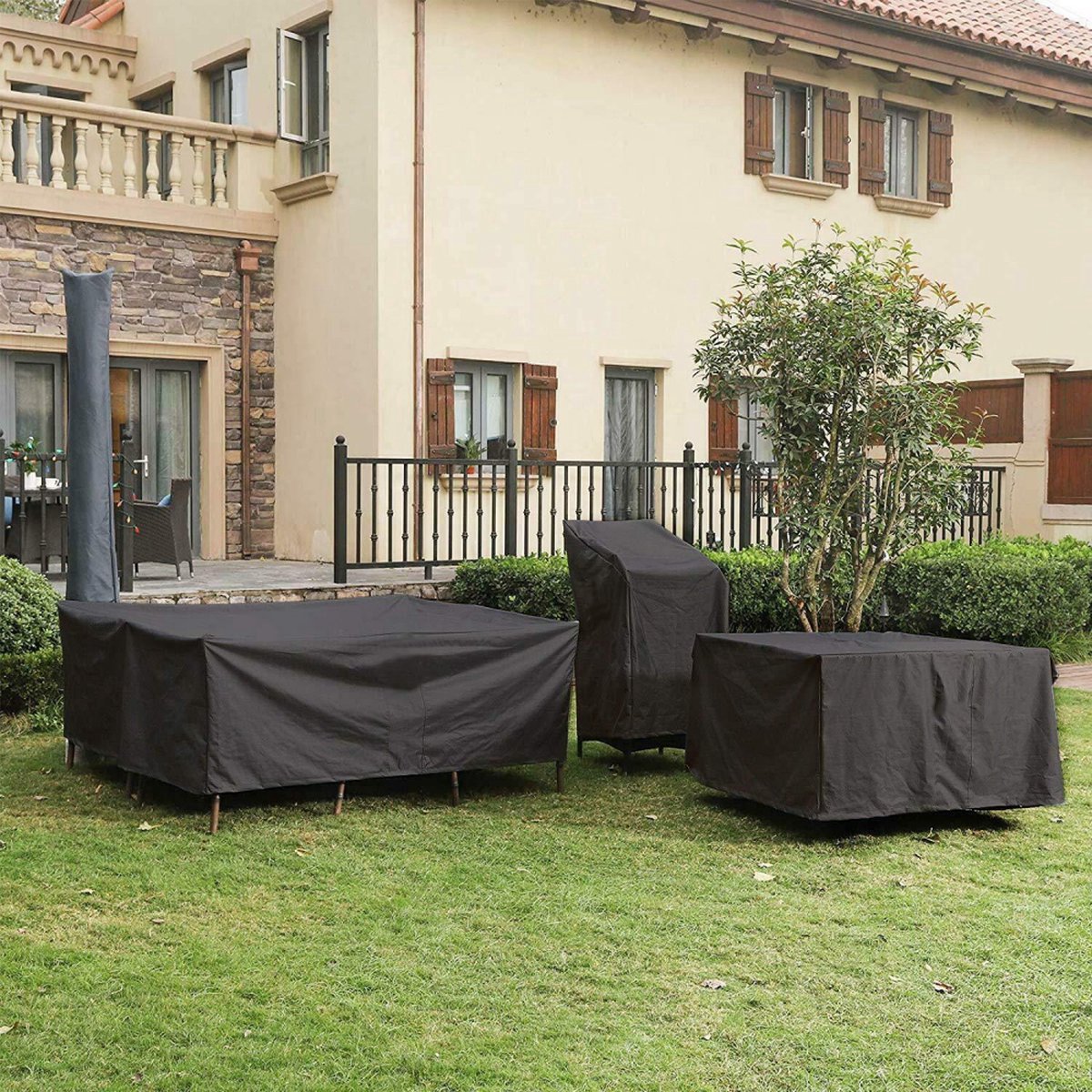 Garden Furniture Cover - 180*150*80cm - Table Cover Garden Furniture Cover - Waterproof & Dustproof - UV Resistant - Weatherproof - 210D Oxford - Tear Resistant - Garden Table Covers - Cover For Garden - Protective Cover For Garden Furniture - Sturdy & Du - Image 4