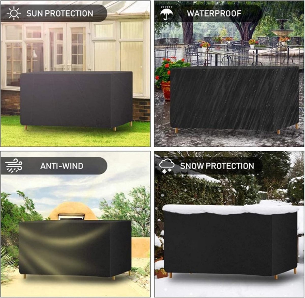 Garden Furniture Cover - 180*150*80cm - Table Cover Garden Furniture Cover - Waterproof & Dustproof - UV Resistant - Weatherproof - 210D Oxford - Tear Resistant - Garden Table Covers - Cover For Garden - Protective Cover For Garden Furniture - Sturdy & Du - Image 5