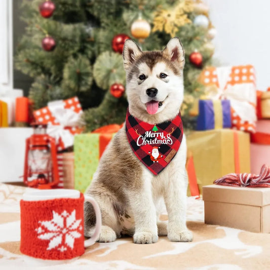 Christmas Dog Bandana - Neck Scarf For Your Pet Bandana Dog Dog Cat - Triangular Cloth - For Small, Medium And Large Puppies - Adjustable Bandana - Red/Green - Image 2