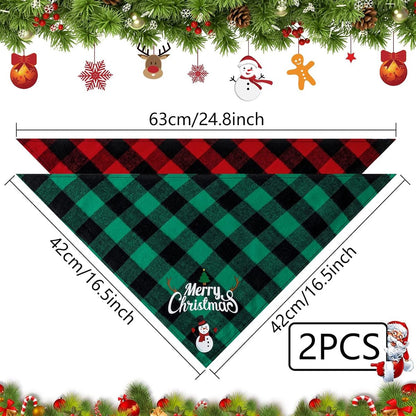 Christmas Dog Bandana - Neck Scarf For Your Pet Bandana Dog Dog Cat - Triangular Cloth - For Small, Medium And Large Puppies - Adjustable Bandana - Red/Green - Image 3