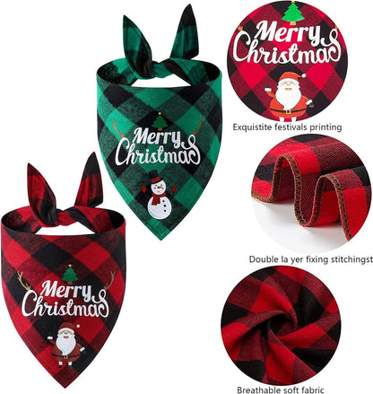 Christmas Dog Bandana - Neck Scarf For Your Pet Bandana Dog Dog Cat - Triangular Cloth - For Small, Medium And Large Puppies - Adjustable Bandana - Red/Green - Image 5