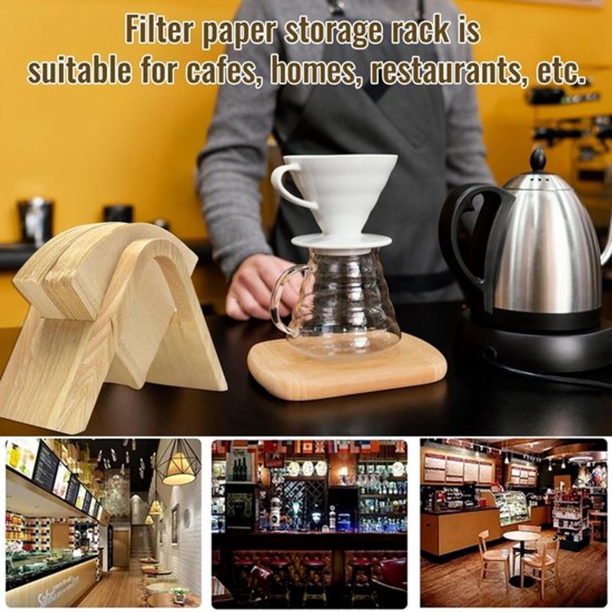 Wooden Coffee Filter Holder - Filter Coffee - Coffee Filter Holder - Filter Bag Holder - Suitable for All Filters - Espresso - Barista - Coffee Making - Barista Essentials - Enjoy Delicious Coffee - For Home, Office, Cafe, Hotel, etc. - Image 2