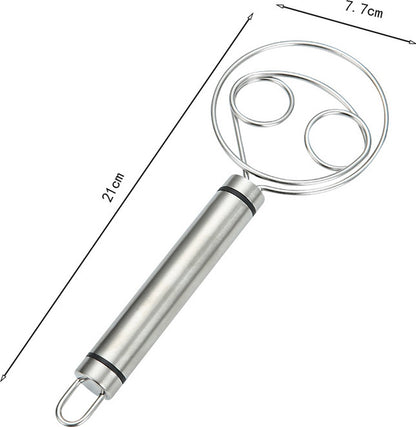 Dough Beater - 2 Pieces - Dough Whisk - Mixing and Beating - Danish Whisk - Dough Mixer - Spiral Whisk - Beating Dough - Egg Beater - Double Ring - Kitchen Utensils - For Baking in the Kitchen - Manual Dough Mixing - Bread Cake Making - Stainless Steel -  - Image 5