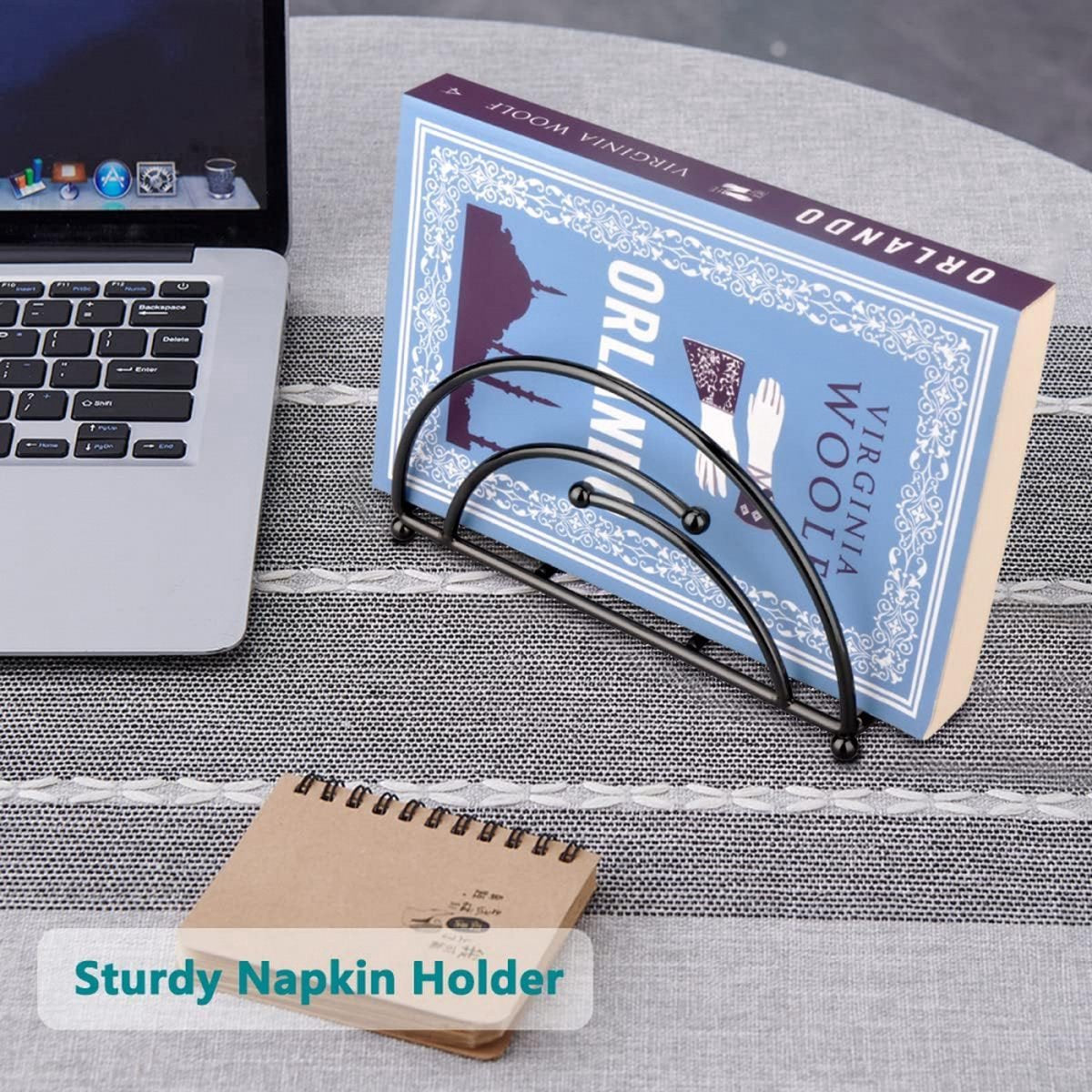 Napkin Holder - Napkin Holder - Vertical Napkin Holder - Metal - 17x5.5x9.5cm - Prevents Getting Wet - Half Circle - Napkin Accessories - Home Decor - Glossy Black - Suitable For Coffee Shops, Living Rooms, Hotels, Restaurants - Durable - Image 3