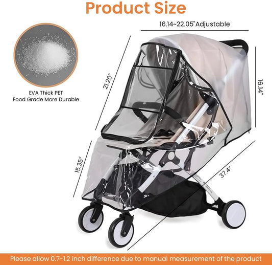 Stroller Rain Cover - Universal - Stroller Rain Cover - Buggy Rain Cover - Rain Cover for Stroller - Universal Stroller Accessory - Baby Weather Protection - Baby Travel Weather Shield - Windproof Waterproof - Protection Against Dust and Snow - Image 3
