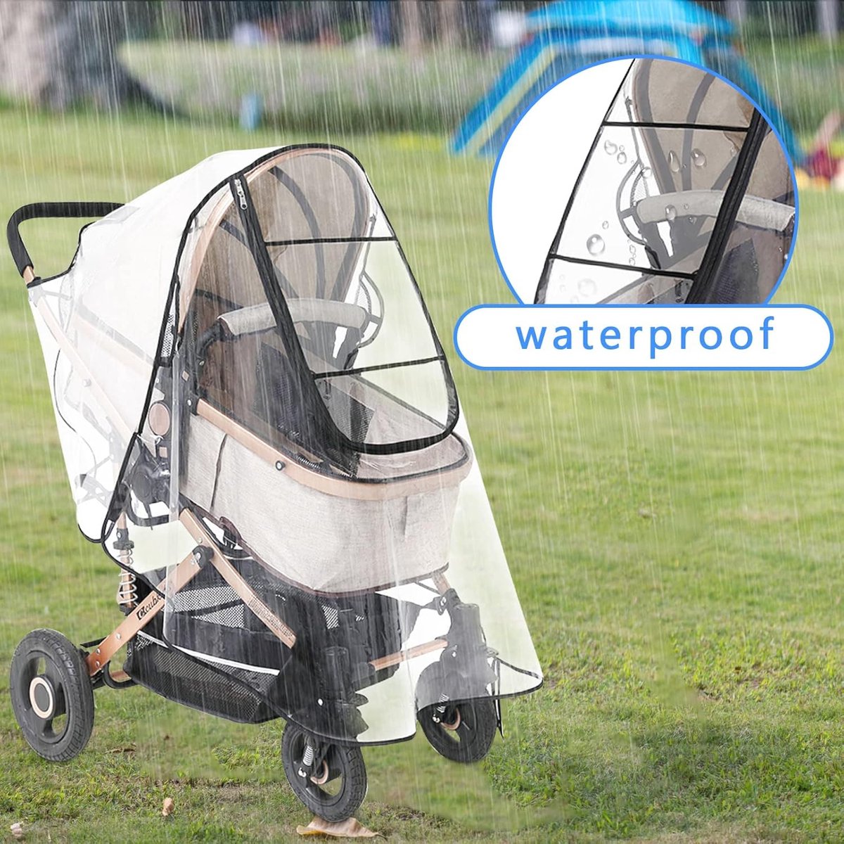 Stroller Rain Cover - Universal - Stroller Rain Cover - Buggy Rain Cover - Rain Cover for Stroller - Universal Stroller Accessory - Baby Weather Protection - Baby Travel Weather Shield - Windproof Waterproof - Protection Against Dust and Snow - Image 5