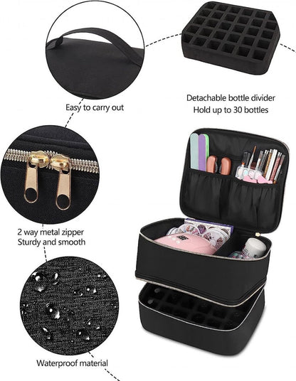 Nail Polish Case Organizer - Nail Case Bag - Nail Technician Bag - Nail Polish Carrying Case - UV Gel Polish Lamp Storage - Beauty Case - Suitable for 30 Bottles - Nail Art Storage - Nail Art - With Removable Dividers - For All Nail Polish Supplies - Purp - Image 3