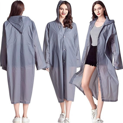 2x Raincoat - Hooded Raincoat - Rain Suit - Portable - Men's / Women's Raincoat - Thicker - Tear-Resistant - Lightweight - Foldable - Waterproof - One Size - Poncho - Rain Poncho - Rain - Grey - For Fishing/Travel/Emergencies - Image 3