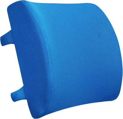Ergonomic Lower Back Cushion - Memory Foam - Back Support - Lumbar Support - Relieve Fatigue - For Car, Office Chair, Sofa and Bed - Car Cushion - Working from Home - Blue - Back Pain & Sitting Comfort