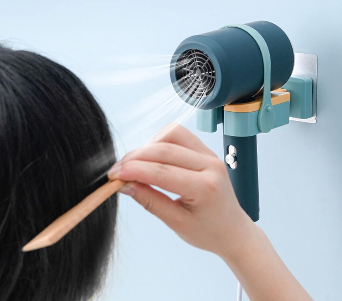 Hair Dryer Holder - Hair Dryer Holder - Hair Dryer Holder - Blowdryer Wall Mount - Organizer For Your Hair Dryer - 180° Rotation - Hands-Free - Wall Mount - Self-Adhesive - Universal - For Hotel/Bathroom/Living Room/Hair Shop - Green - Image 2