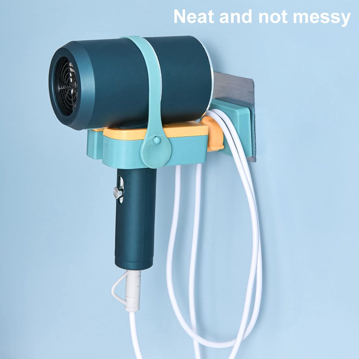 Hair Dryer Holder - Hair Dryer Holder - Hair Dryer Holder - Blowdryer Wall Mount - Organizer For Your Hair Dryer - 180° Rotation - Hands-Free - Wall Mount - Self-Adhesive - Universal - For Hotel/Bathroom/Living Room/Hair Shop - Green - Image 3