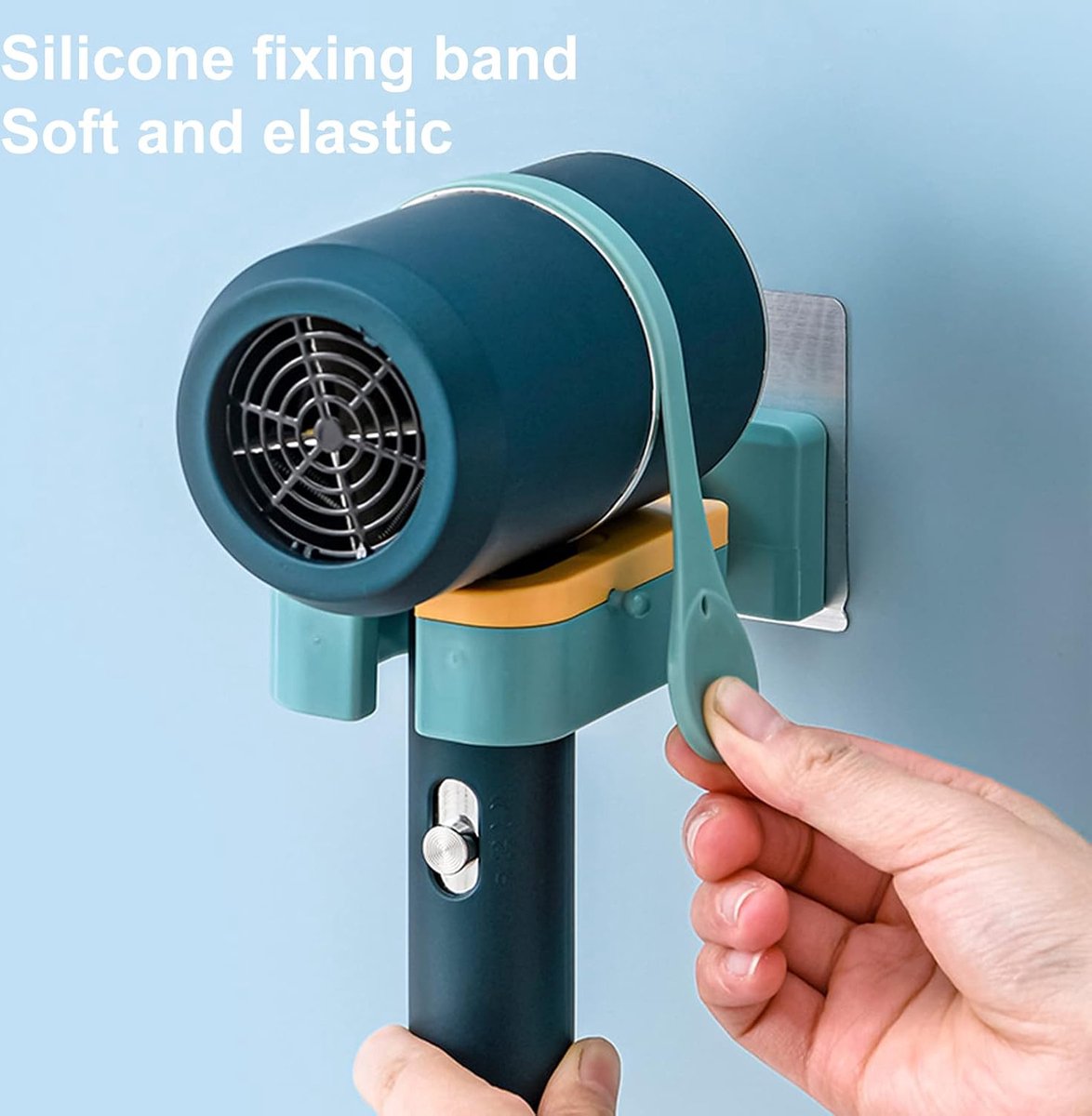 Hair Dryer Holder - Hair Dryer Holder - Hair Dryer Holder - Blowdryer Wall Mount - Organizer For Your Hair Dryer - 180° Rotation - Hands-Free - Wall Mount - Self-Adhesive - Universal - For Hotel/Bathroom/Living Room/Hair Shop - Green - Image 4