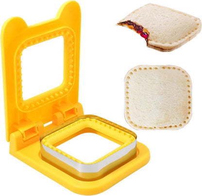 Sandwich Cutter - Sandwich Sealer - Cookie Cutters for Children - Decruster - Sandwich Tool - Sandwich Maker - Sandwich Tools - For Making Sandwiches Hamburger Cake - For Children Lunchbox - Stainless Steel - Yellow Square - Image 2