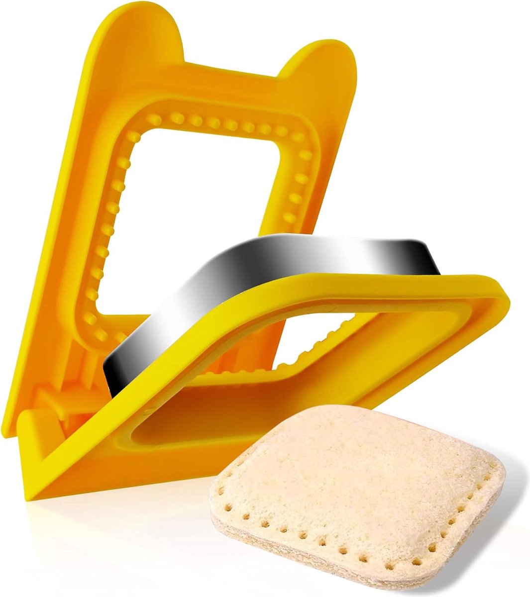 Sandwich Cutter - Sandwich Sealer - Cookie Cutters for Children - Decruster - Sandwich Tool - Sandwich Maker - Sandwich Tools - For Making Sandwiches Hamburger Cake - For Children Lunchbox - Stainless Steel - Yellow Square - Image 3