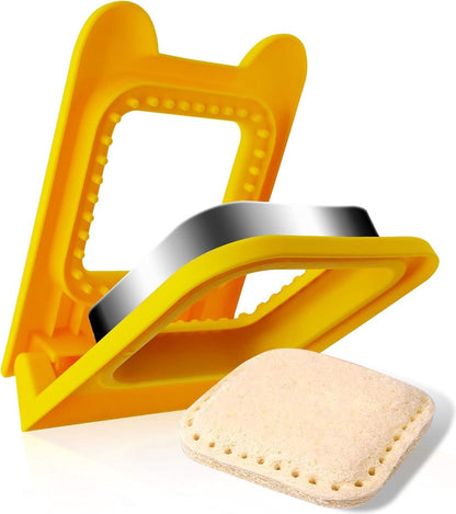 Sandwich Cutter - Sandwich Sealer - Cookie Cutters for Children - Decruster - Sandwich Tool - Sandwich Maker - Sandwich Tools - For Making Sandwiches Hamburger Cake - For Children Lunchbox - Stainless Steel - Yellow Square - Image 3