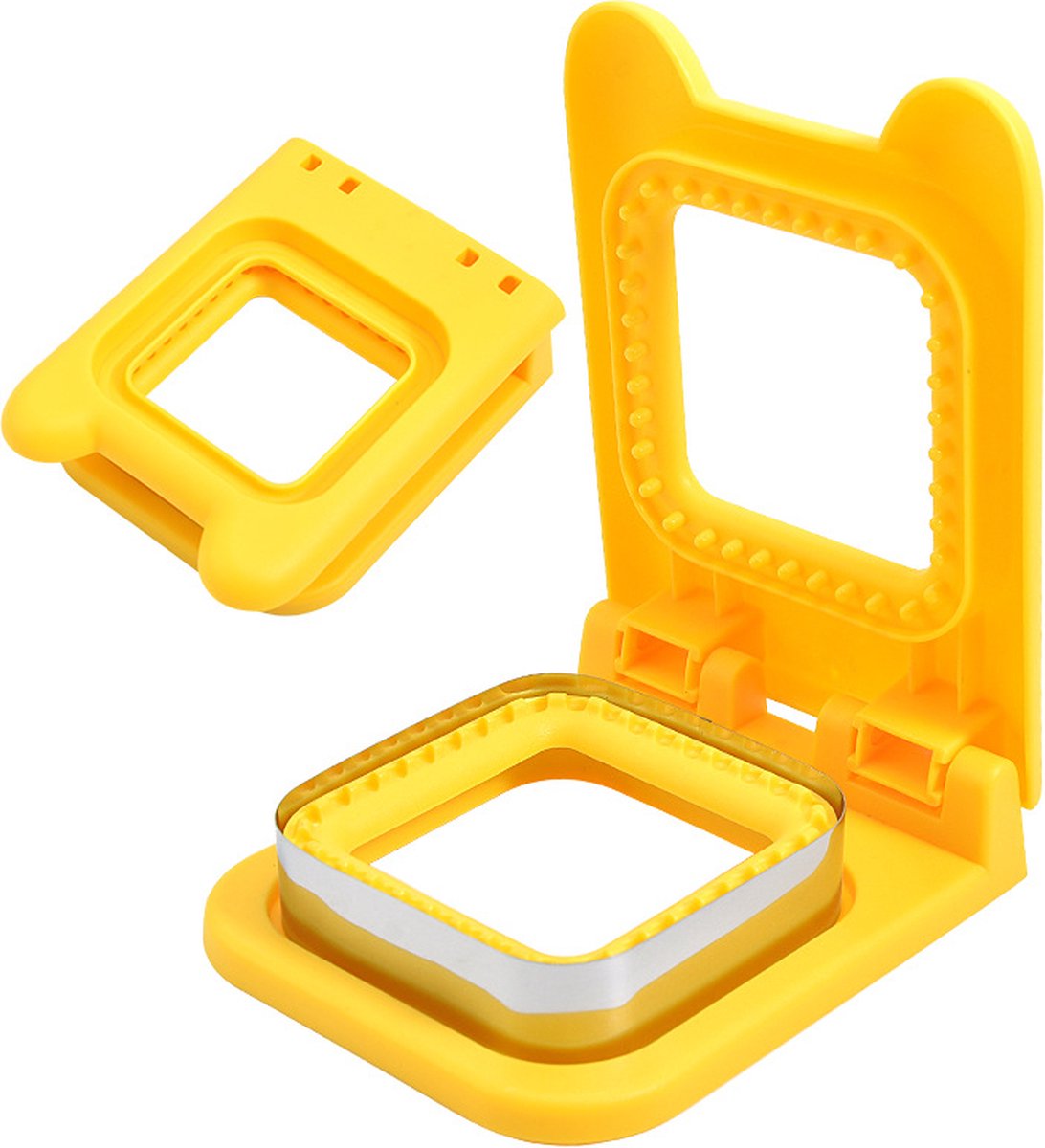 Sandwich Cutter - Sandwich Sealer - Cookie Cutters for Children - Decruster - Sandwich Tool - Sandwich Maker - Sandwich Tools - For Making Sandwiches Hamburger Cake - For Children Lunchbox - Stainless Steel - Yellow Square - Image 4