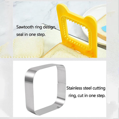 Sandwich Cutter - Sandwich Sealer - Cookie Cutters for Children - Decruster - Sandwich Tool - Sandwich Maker - Sandwich Tools - For Making Sandwiches Hamburger Cake - For Children Lunchbox - Stainless Steel - Yellow Square - Image 5