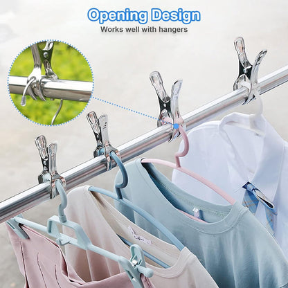 Clothes Pegs - 18 Pieces - Beach Towel Anti-Wind Pegs for Beach Chair - Stainless Steel - Large - Opening 6 Cm - Clothes Rack Pegs - Anti-Slip Clip - Skirt Clip - Quilt - Sheet - Bath Towel - Extra Long and Sturdy - Durable - Image 2