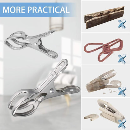 Clothes Pegs - 18 Pieces - Beach Towel Anti-Wind Pegs for Beach Chair - Stainless Steel - Large - Opening 6 Cm - Clothes Rack Pegs - Anti-Slip Clip - Skirt Clip - Quilt - Sheet - Bath Towel - Extra Long and Sturdy - Durable - Image 4