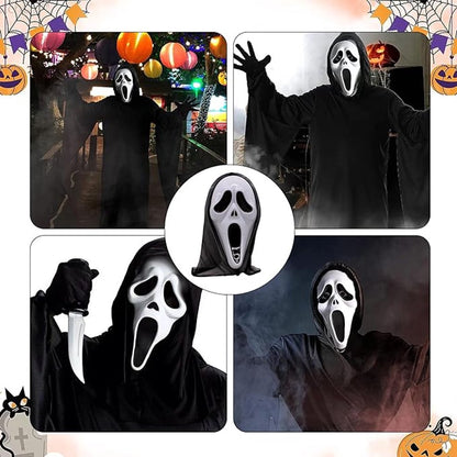 2-Piece Plastic Horror Killer Mask - Screaming Mask - Horror - Full Head Mask - Ghost Face Creates a Suspenseful Atmosphere - Suitable for Carnival and Halloween - One Size Fits All - Image 5