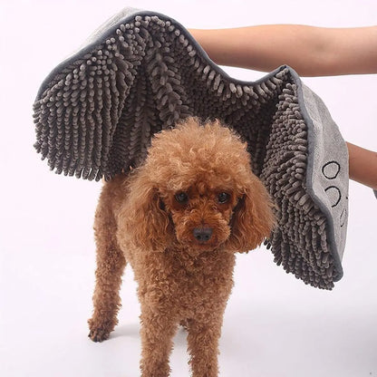 Pet Towel - Dog Towel - Absorbent Dog Drying Towel - Dog Towel with Hand Pockets - Pet Bath Towel - Sustainable - Machine Washable - For Cats and Dogs - 80x35 Cm - Grey - 1 Piece - Image 3