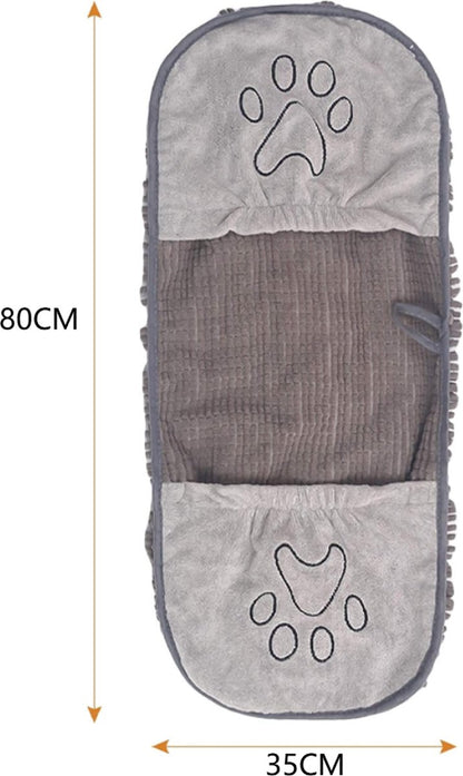 Pet Towel - Dog Towel - Absorbent Dog Drying Towel - Dog Towel with Hand Pockets - Pet Bath Towel - Sustainable - Machine Washable - For Cats and Dogs - 80x35 Cm - Grey - 1 Piece - Image 5