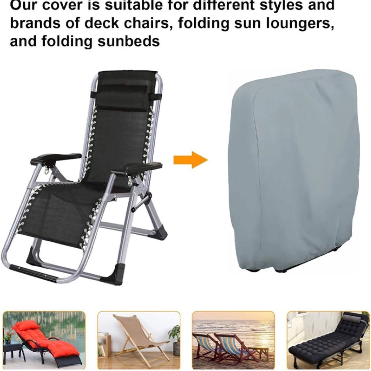 Waterproof Chair Cover - Garden Furniture Protective Cover - Garden Chair Cover - Garden Furniture Cover - Chair Cover for Garden Chairs - Cover for Folding Chairs - Weatherproof Chair Protective Cover - For Outdoor Use in the Garden, Balcony, or Terrace  - Image 4