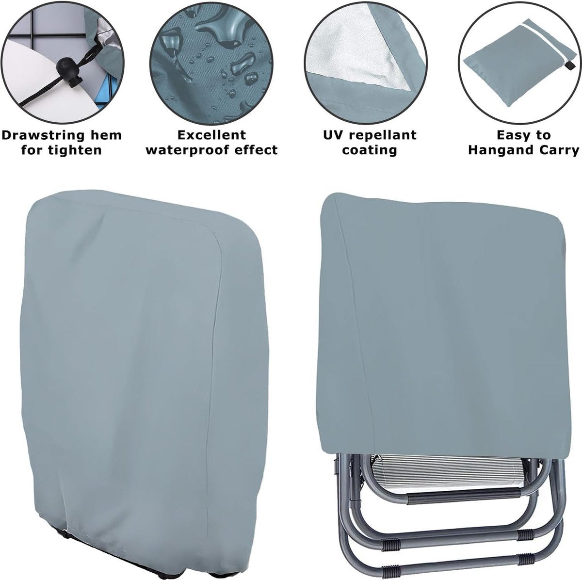 Waterproof Chair Cover - Garden Furniture Protective Cover - Garden Chair Cover - Garden Furniture Cover - Chair Cover for Garden Chairs - Cover for Folding Chairs - Weatherproof Chair Protective Cover - For Outdoor Use in the Garden, Balcony, or Terrace  - Image 5