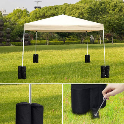 Sandbags - 4 Pieces - 30 x 42 Cm - Weight Bag - Sandbags for Protective Cover - Base Weights for Garden Tent, Party Tent, Pop-Up Tent, Parasol and Trampoline - Sandbags Fillable with Sand or Gravel - Includes Carrying Strap - Polyester 600D - Black - Image 3