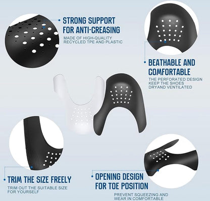 Sneaker Crease Protector - 8 Pairs - Anti-Crease Protector - Shoe Crease Protector - Sizes 40 to 45 (L) - Anti-Crease - Sneaker Shield - Sneaker Protector - Shoe Trees - Breathable - Reusable - White and Black - For All Shoes - Image 3